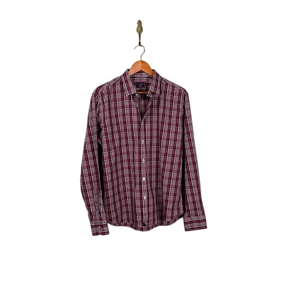UNTUCkit Wrinkle Free Red Multicolor Plaid Flannel Button Down Shirt Men's L - Picture 1 of 6